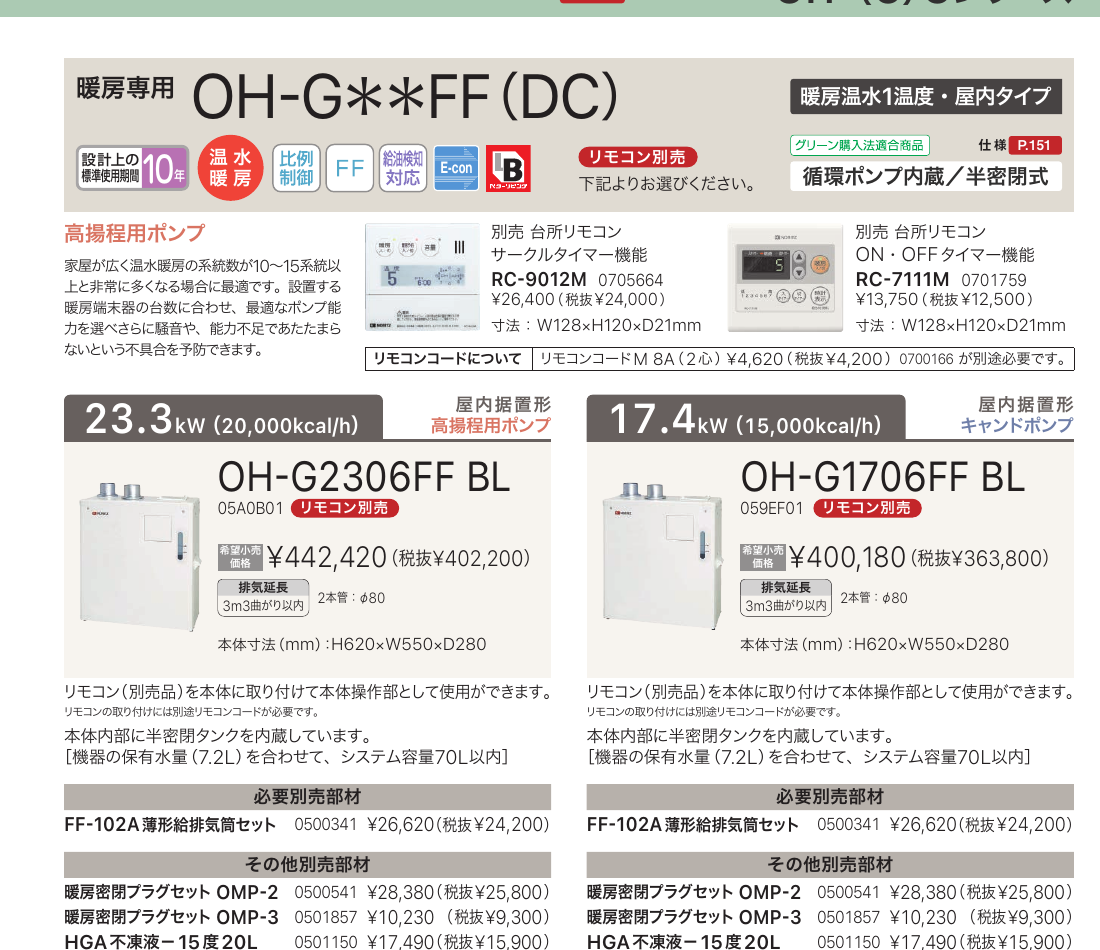 ノーリツ OH-G2306FF BL公式情報
